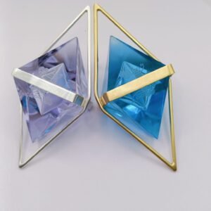 Octaedro engarzado en plata/baño oro